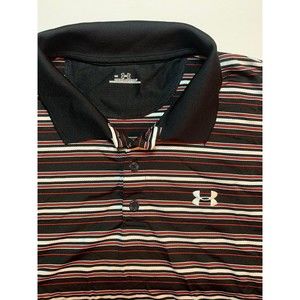 Under Armour Polo Shirt Adult Large Black Red Stripes Lightweight Rugby Men